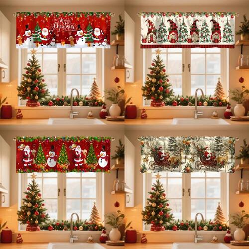 Christmas Short Curtains Valances Christmas Decorations for