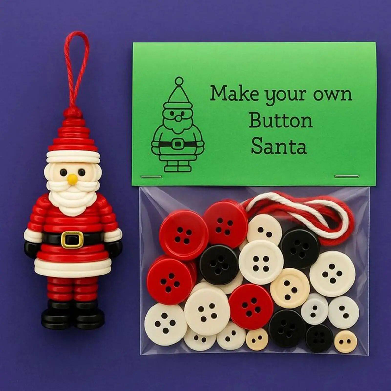 Christmas DIY Button Ornament Kits Handmade Button Santa Cra
