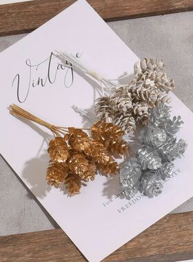 1 bunch/10pcs golden Little Small Christmas Pinecone Artific