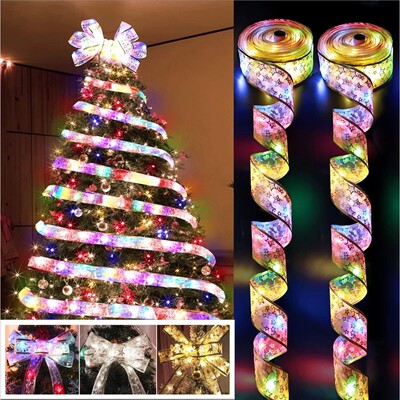2Pack 3Light 3Colors Option Christmas Ribbon Fairy Lights fo