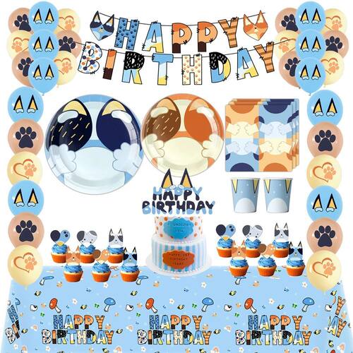 Unique Blue Yi Dog Birthday Party Supplies Balloons Banner P