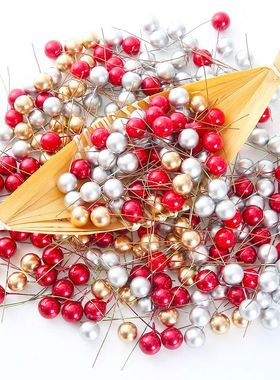 50/100pcs/Lot mini plastic berry artificial flower red cherr