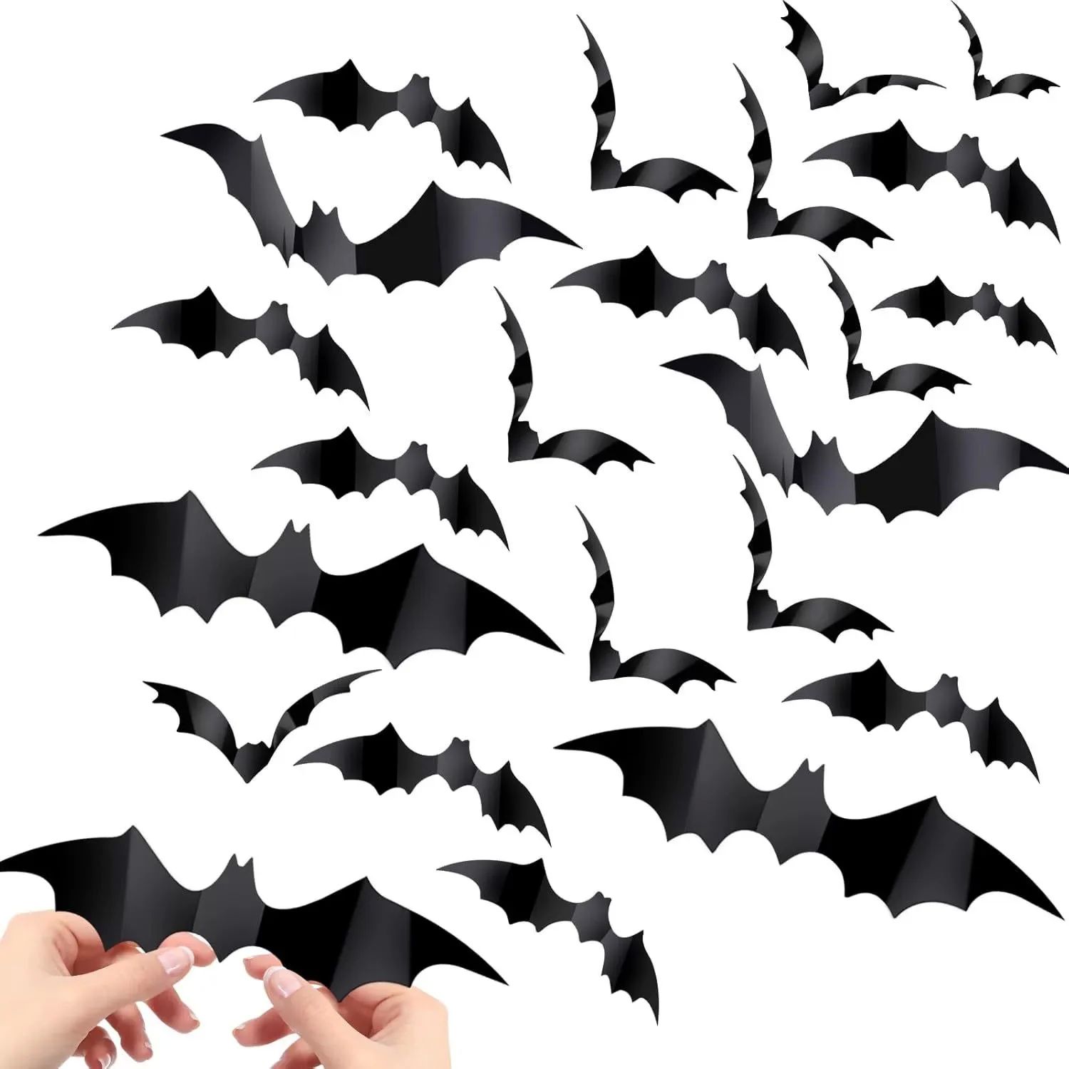 Halloween Bats Decorations,3D Pvc Bat on The Wall,Black Bats