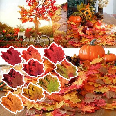 50-500PCS Artificial Maple Leaves Assorted Colors,Home Fall