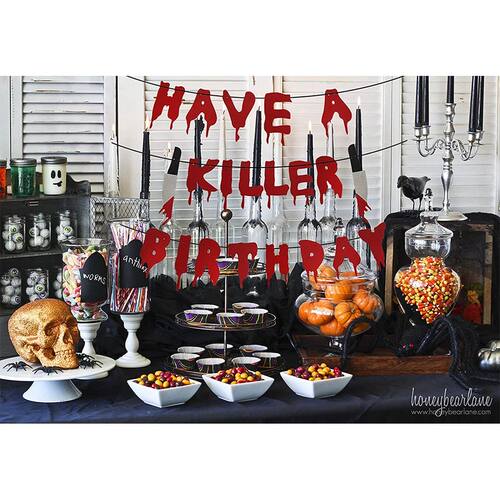 Halloween Banner Party Decoration Red Bloodknife Have Killer
