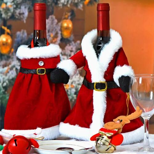 Creative Christmas Wine Bottle Set Golden Velvet Dress Wine