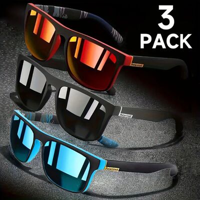 3PCS Square Polarized Sunglasses Anti Glare Sun Shades For S