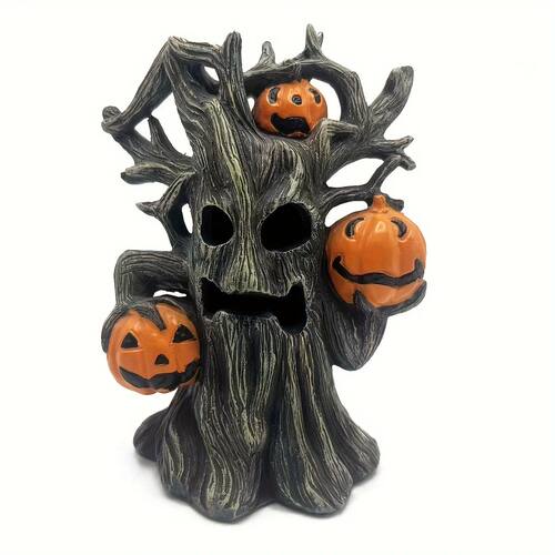 Halloween Pumpkin Tree Monster Statue - Vintage Resin Orname