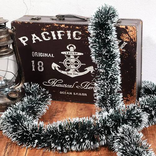 2M Christmas Metallic Streamers Green Frost Tip Tinsel Garla