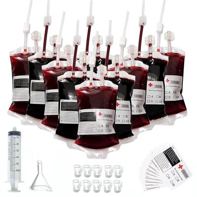Empty Blood Bags Drinks for Halloween Zombie Vampire Costume