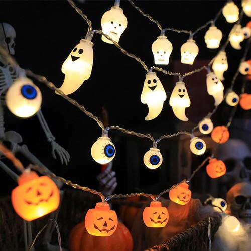 1.5m 10Led Halloween Light String Pumpkin Skull Eye Balls Gh