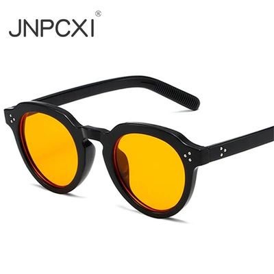 Oval Sunglasses Women Fashion Clear Black Orange Shades Retr