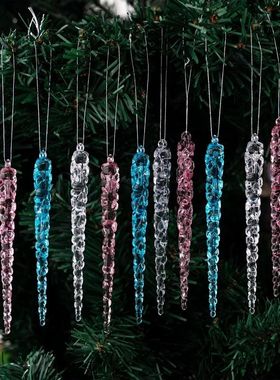 Transparent Acrylic Icicle Christmas Ornaments Xmas Tree Han