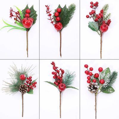 Christmas Decor Artificial Flower Stamens Pearl Branches Mix