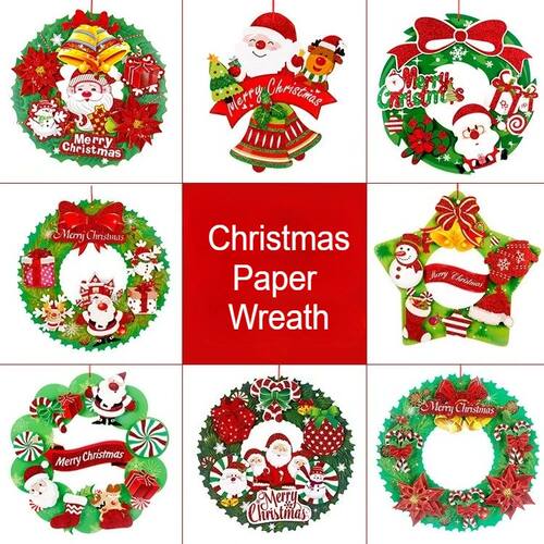 Christmas Paper Wreath Christmas Decoration Items Pendant fo
