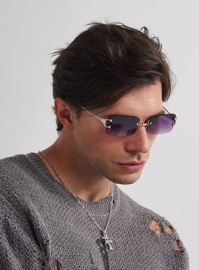 rimless sunglasses UV400 fashion square metal glasses for me