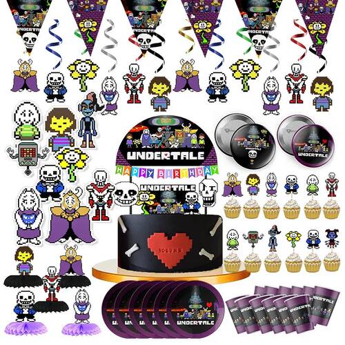 Game Undertale Party Paper Plates Cups Banner Tablecloth Dis