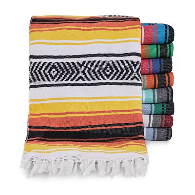 Soft Cozy Polyester Cotton Mexican Blanket Yoga Mat Blended