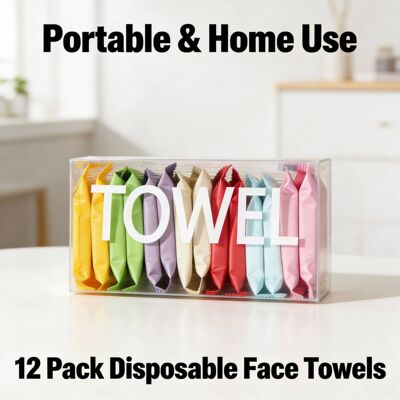 Portable Compressed Disposable Face Towels 12PCS Soft Cotton