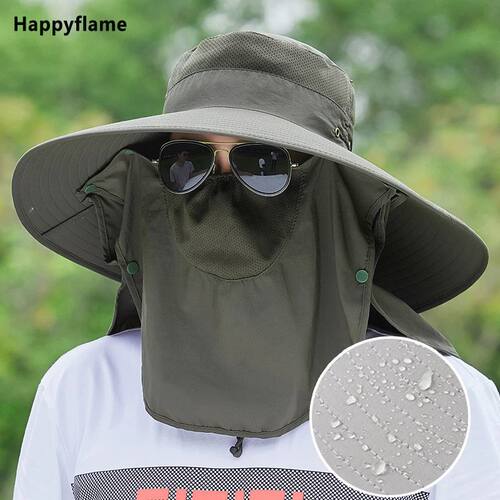 14CM Big Brim Hat Men and Women Removable Mask Fisherman Hat