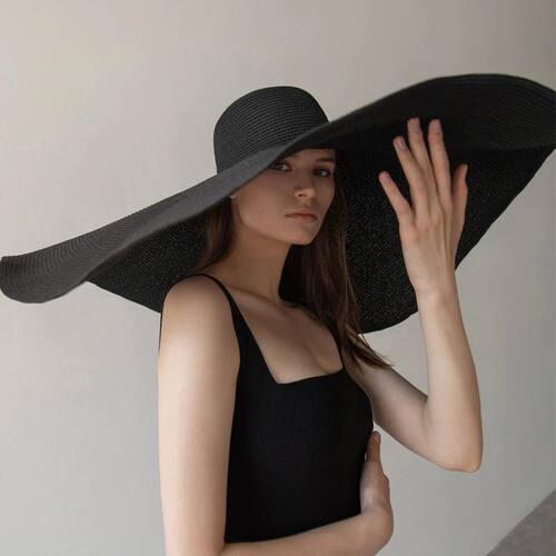 Foldable Women Oversized Floppy Straw Hat 70cm Diameter Larg
