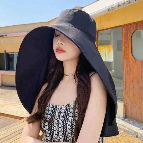 Full face sun protection large brim shawl sun hat women's ne