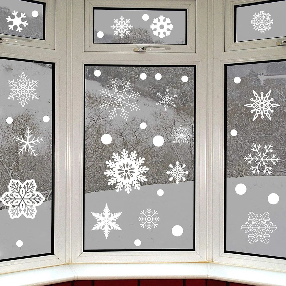 Christmas 37pcs Glitter Snowflake Clings Window Film Glass S