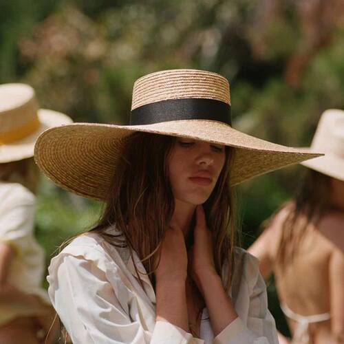 New Women Wide Brim Beach Hat Ladies Summer Big Straw Hats U