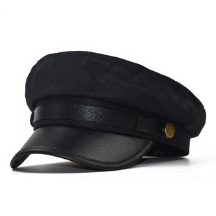 Women's Hat Pu Leather Flat Cap Beret Cotton All-match Breat