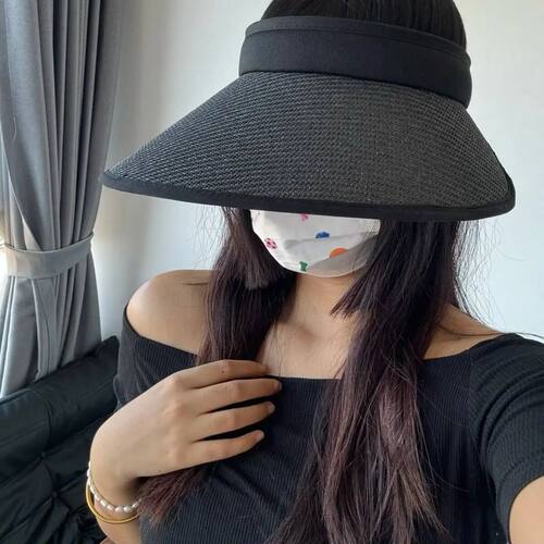 Summer Women Sun Hat Large Brim Empty Top Sunscreen Caps For