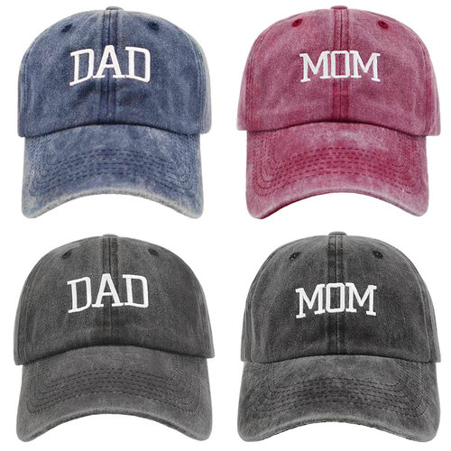 Washed Cotton Dad Mom Embroidered Baseball Cap Vintage Distr