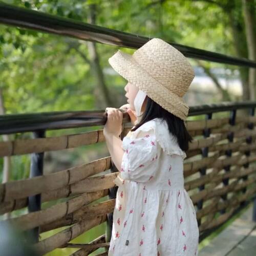 Children Summer Raffia Straw Hand-made Sun Hats Retro Travel