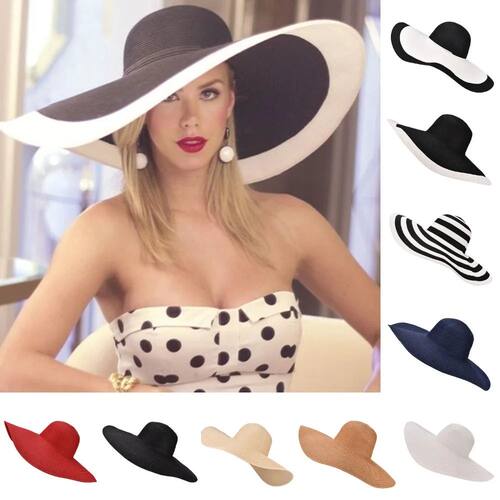 7.1''/18cm Foldable Oversized Huge Wide Brim Sun Beach Straw