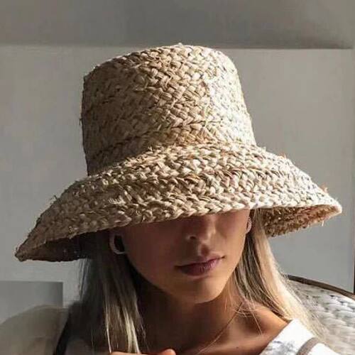 Summer Hats for Women Retro Flat Drooping Hat Brim Hand-made