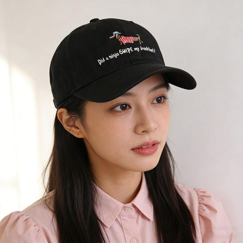 American Hat Female Cartoon Blue Hat Dog Embroidery Soft Top