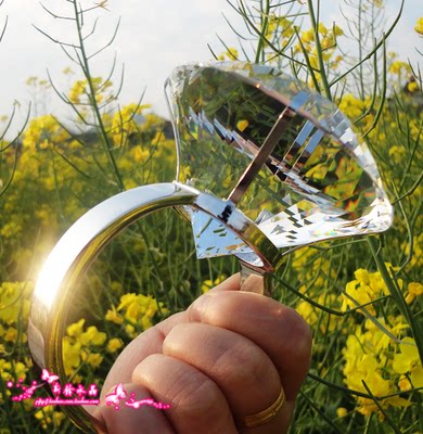 水晶大钻戒儿童游戏超大钻石水晶求婚戒指创意礼品刻字道具情人节