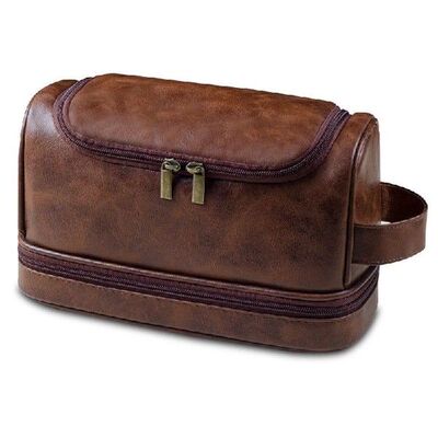 Toiletry Bag Mens Leather Travel Organizer Kit with hanging