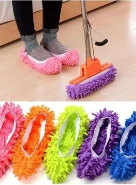 Chenille Dust Mop Slippers Home Floor Cleaning Mopping Shoes