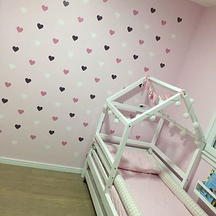 Hearts Wall Stickers Baby Girl Wall Decals for Kids Room