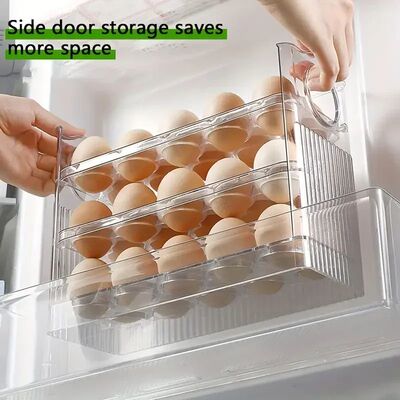 Automatic Flip Egg Organizer Refrigerator Side Door Storage