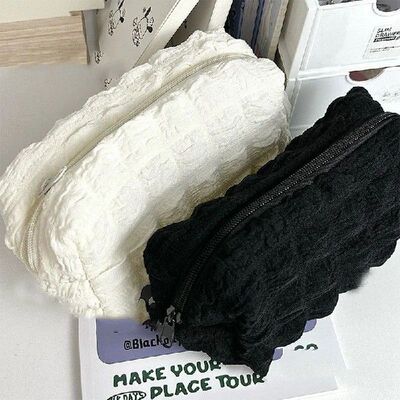 Puffs Cute Zipper Cosmetics Bag Korean Stationery Pen Case L