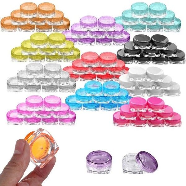 10Pcs 3g 5g Square Shape Cosmetic Jars Plastic Sample Pots T