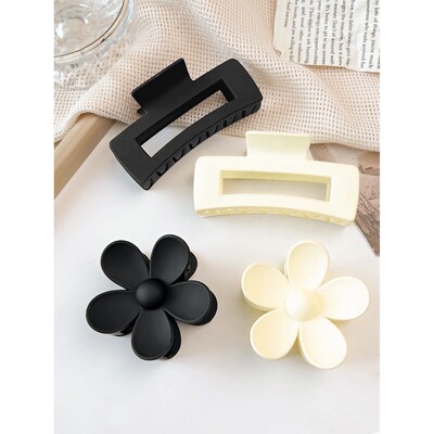 4Pc Large Frosted Rectangular Scratch Clip and Egg Flower Sc