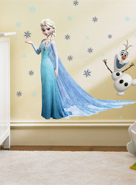 Cartoon diy frozen princess Elsa Anna wall stickers girl