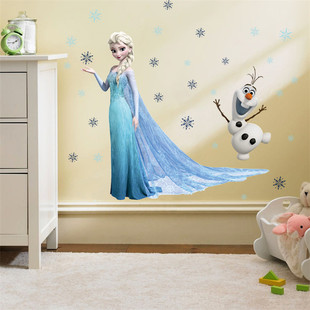 Cartoon diy frozen princess Elsa Anna wall stickers girl