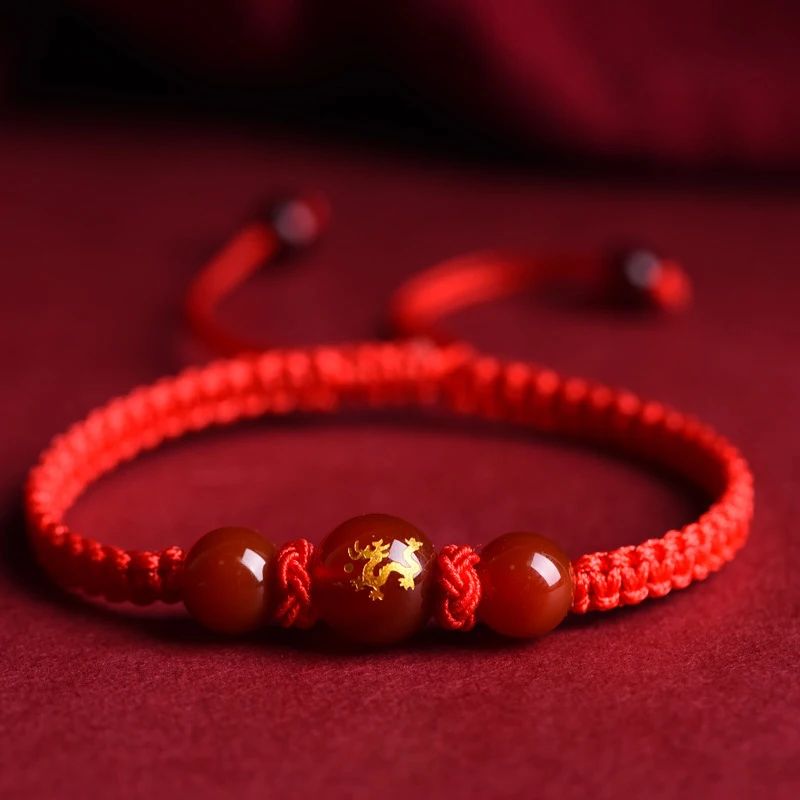 Chinese Style Zodiac Dragon Bracelet Dragon Year Lucky Red R