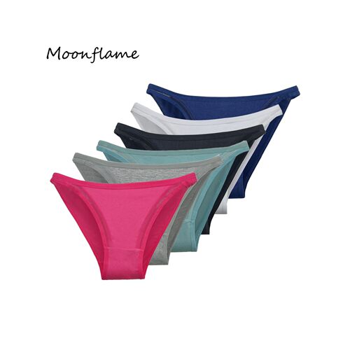 5PCS Women's Cotton Underwear Low Rise Solid Color Briefs La