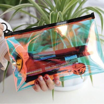1Pc Laser Transparent Cosmetic Bag Women Cute Makeup Bag Pou