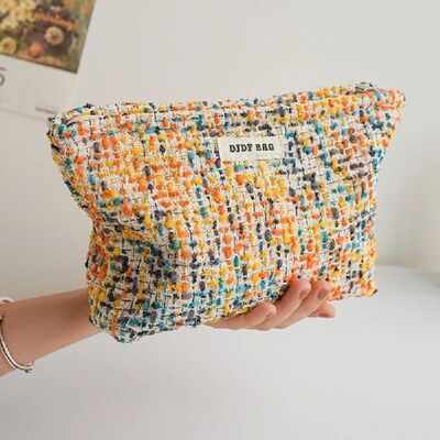 Yellow Plush Women's Cosmetic Bag Portable Travel Toiletry B
