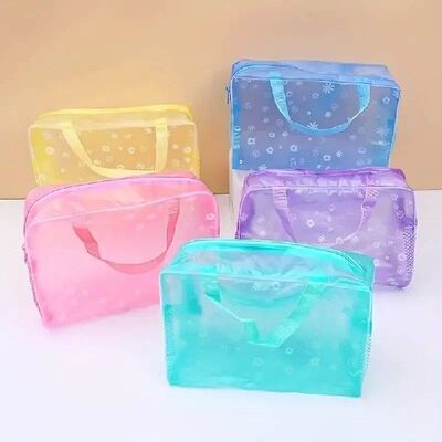 5pcs Transparent Toiletry Packaging Travel Cosmetic Bag Wate